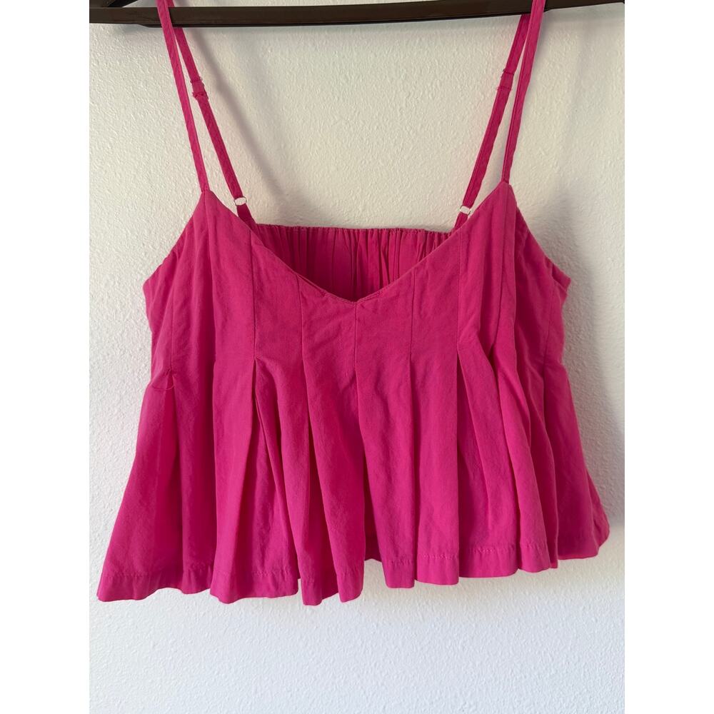 100% Cotton Loveriche Hot Pink Fuschia Ruffled Babydoll Top XS Adjustable Straps